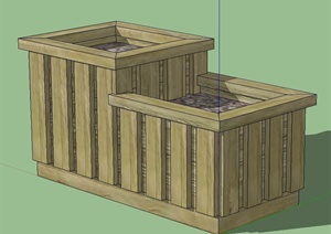 阶梯形木质花池设计SU(草图大师)模型