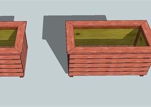两个木质花箱设计SU(草图大师)模型