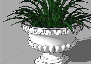 圆形附带植物花钵设计SU(草图大师)模型