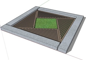 正方形树池设计SU(草图大师)模型