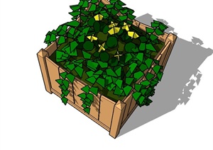 现代正方体木质花箱设计SU(草图大师)模型