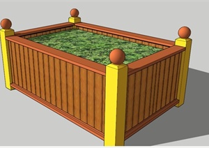 圆柱木质花池SU(草图大师)模型