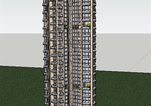 现代高层三菱形住宅建筑设计SU(草图大师)模型
