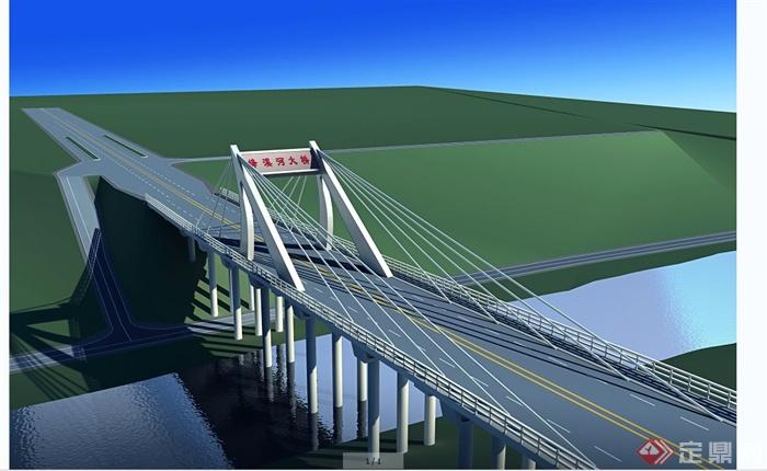 三组跨江大桥3DMAX模型+效果图(1)
