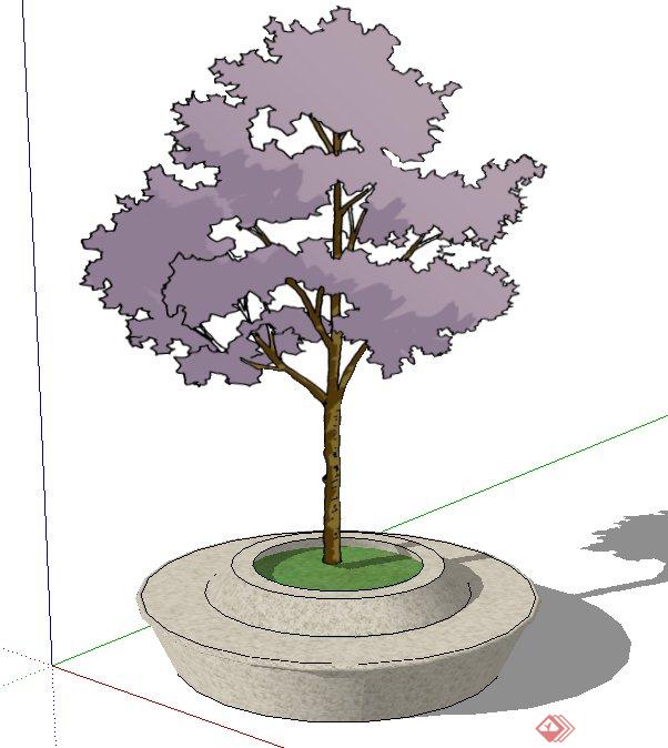 圆形树池坐凳设计SU模型(1)
