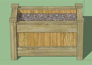 长方形木质花槽花箱设计SU(草图大师)模型
