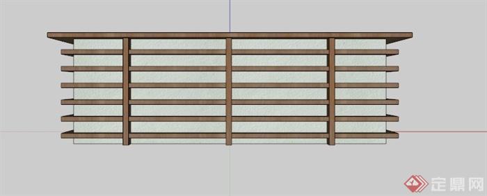 木条装饰树池坐凳SU模型(3)