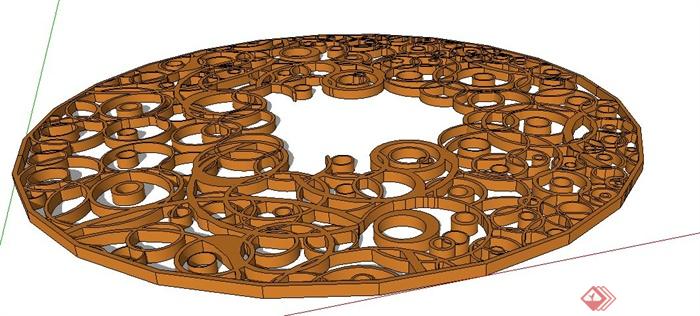 圆形耐候钢树池盖板设计SU模型(2)