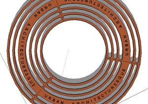 环形镂空树池盖板设计SU(草图大师)模型
