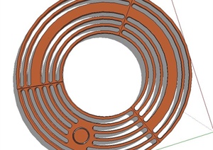 圆环形树池盖板设计SU(草图大师)模型