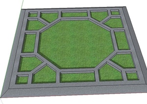 方形镂空树池设计SU(草图大师)模型