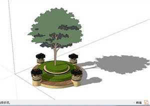 欧式环形阶梯树池坐凳SU(草图大师)模型