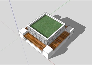 现代树池、坐凳组合设计SU(草图大师)模型