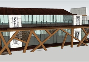 现代中式两层办公建筑设计SU(草图大师)模型