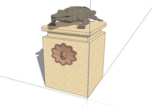 鳄鱼雕塑设计SU(草图大师)模型（含柱子）
