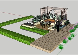 现代简单的花园设计SU(草图大师)模型