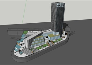 现代商业综合楼建筑设计SU(草图大师)模型