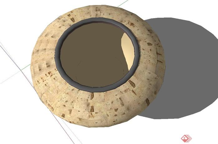 圆形种植器皿设计su模型(3)