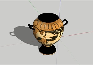 古典中式种植器皿设计SU(草图大师)模型