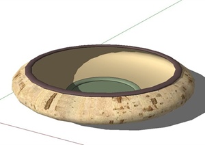 圆形瓦罐花钵种植器皿SU(草图大师)模型