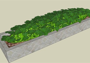 现代风格长方形种植池设计SU(草图大师)模型