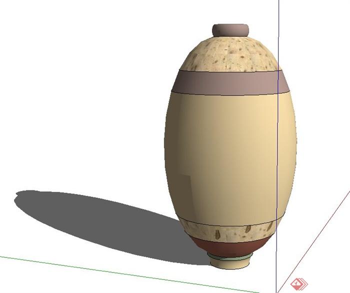 椭圆形陶罐种植器皿su模型(2)