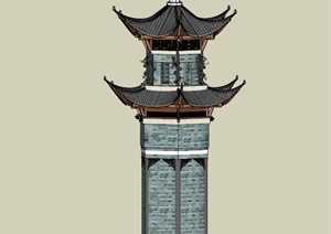 古典中式宝塔SU(草图大师)模型