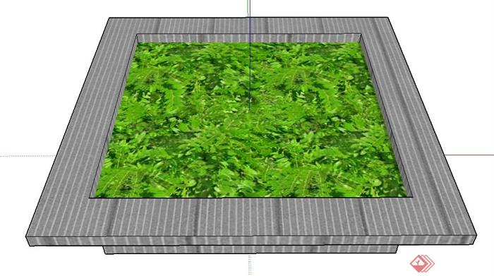 园林景观正方形树池设计SU模型(1)