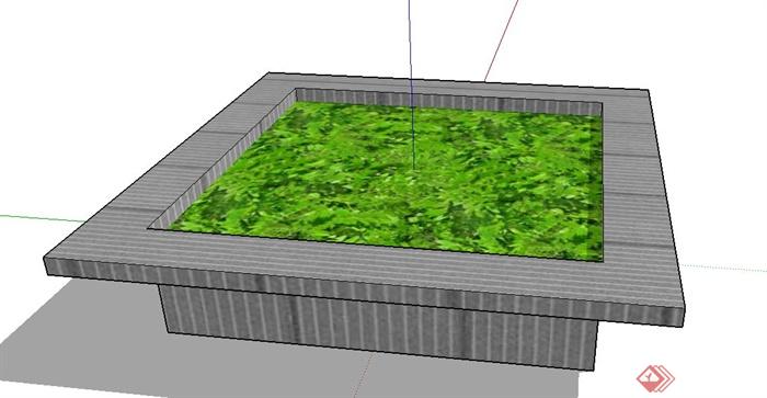 园林景观正方形树池设计SU模型(2)