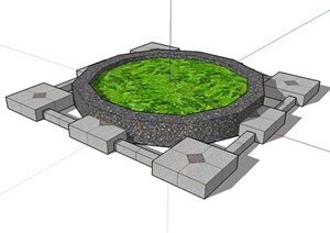某现代多边形树池设计SU(草图大师)模型