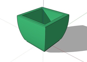 正方形绿色花钵设计SU(草图大师)模型