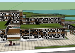 某多层厂房建筑规划设计SU(草图大师)模型模型