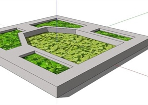 矩形折线石材树池SU(草图大师)模型