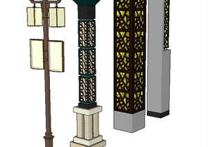 四款中式庭院灯设计SU(草图大师)模型