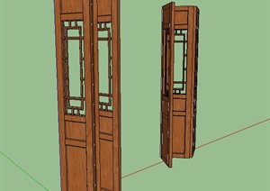 古典中式木质折叠门设计SU(草图大师)模型