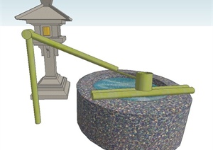 园林景观节点石灯与滴水小品设计SU(草图大师)模型