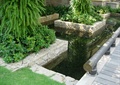 小区水池,方形树池,栏杆