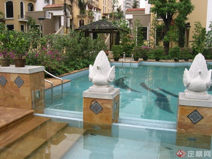 雕塑小品,游泳池