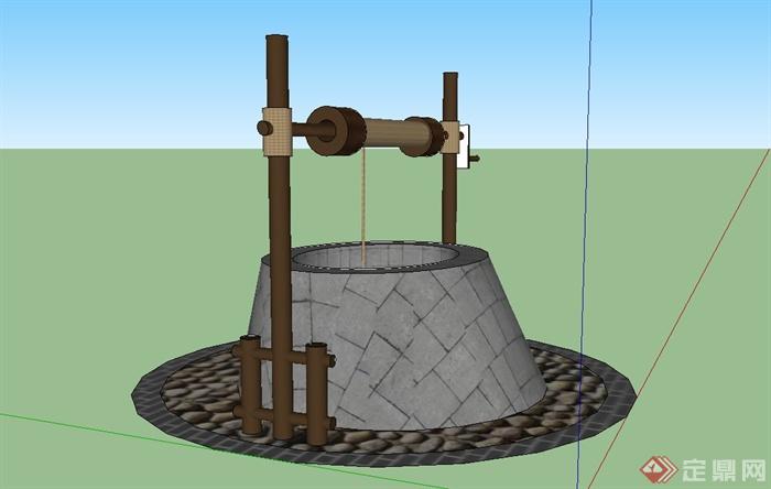古典中式水井设计su模型(2)