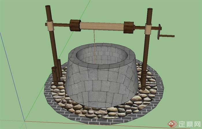 古典中式水井设计su模型(1)