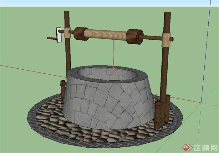 古典中式水井设计su模型(3)