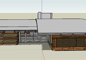 现代某弧形屋顶单层住宅建筑设计SU(草图大师)模型