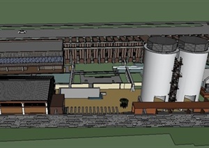 现代某氮肥厂建筑设计SU(草图大师)模型