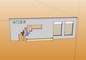 现代景墙设计SU(草图大师)模型（标志墙）