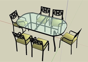 某欧陆玻璃桌、椅子设计SU(草图大师)模型