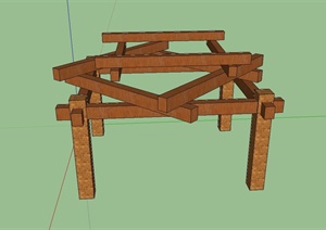 某会所木廊架设计SU(草图大师)模型