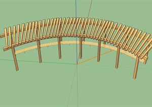 弧形木质廊架设计SU(草图大师)模型