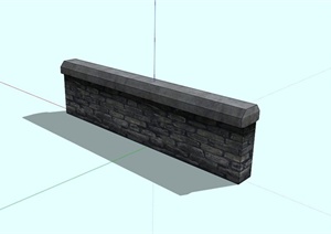 青砖石材围墙SU(草图大师)模型
