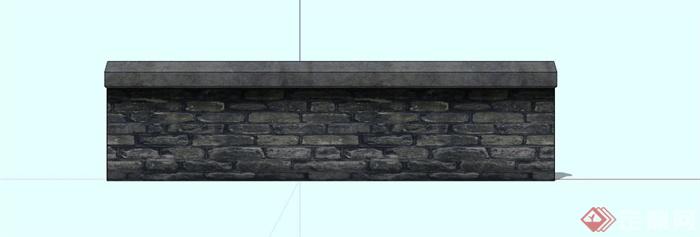青砖石材围墙SU模型(2)
