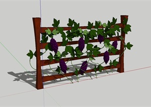 木质花架设计SU(草图大师)模型（可用作围栏）